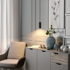 Deko-Light Hængelampe CAN, sort, højde 15 cm, Ø 6 cm, metal, GU10