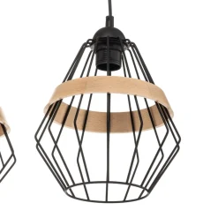 Hængelampe Cliff, tre burskærme med træbånd^Eko-Light Clearance