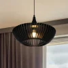 Trio Lighting Pendellamper>Hængelampe Colino af trælameller, sort