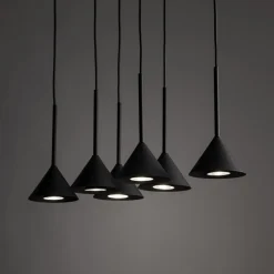 TK Lighting Hængelampe Cono Mini, 6 lyskilder, sort, E27