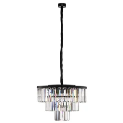 Nowodvorski Lighting Hængelampe Cristal, transparent/sort, Ø 56 cm