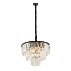 Nowodvorski Lighting Hængelampe Cristal, transparent/sort, Ø 56 cm