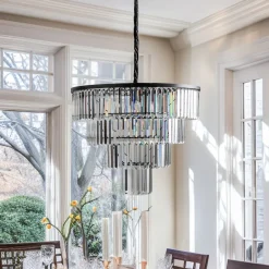 Nowodvorski Lighting Pendellamper|Pendellamper>Hængelampe Cristal, transparent/sort, Ø 71 cm