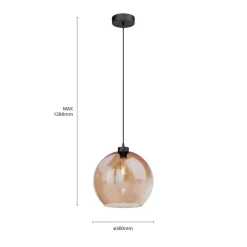 TK Lighting Hængelampe Cubus, rav, glas, Ø 30 cm, E27