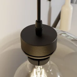 TK Lighting Hængelampe Cubus, røggrå, glas, Ø 30 cm, E27