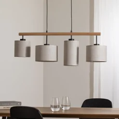 Hængelampe Deva Nature, 4 lyskilder, tekstil^TK Lighting Online