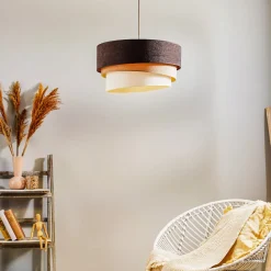 Duolla Hængelampe Devon, brun/beige/ecru/guld Ø45cm