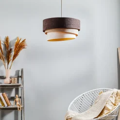 Duolla Hængelampe Devon, brun/beige/ecru/guld Ø45cm