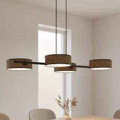 EMIBIG LIGHTING Hængelampe Drumz 4, brun, stof/stål, længde 80 cm, E14