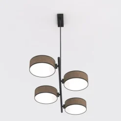 EMIBIG LIGHTING Hængelampe Drumz 4, brun, stof/stål, længde 80 cm, E14