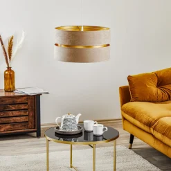 Duolla Pendellamper|Pendellamper>Hængelampe Duo, beige/guld, Ø40cm, 1 lyskilde