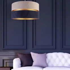 Duolla Hængelampe Duo marineblå/grå/guld Ø40cm 1flammig