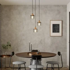 HELAM Pendellamper|Pendellamper>Hængelampe Edison i sort/kobber, 3 lyskilder, rund