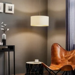 Duolla Hængelampe Essex, struktureret stof, guld