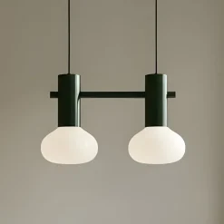 ALDEX Hængelampe Flo, grøn, 2 lyskilder, glas