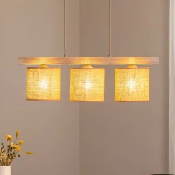 Duolla Pendellamper|Pendellamper>Hængelampe Forest, 3 lyskilder, lys træ, naturfarvet jute