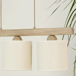 Duolla Hængelampe Forest, 3 lyskilder, lys træ, hvid jute