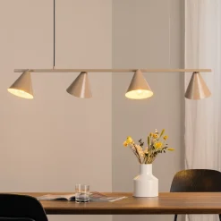 Hængelampe Form 4, beige, metal, 4 lyskilder, kegle, E27^ALDEX Discount