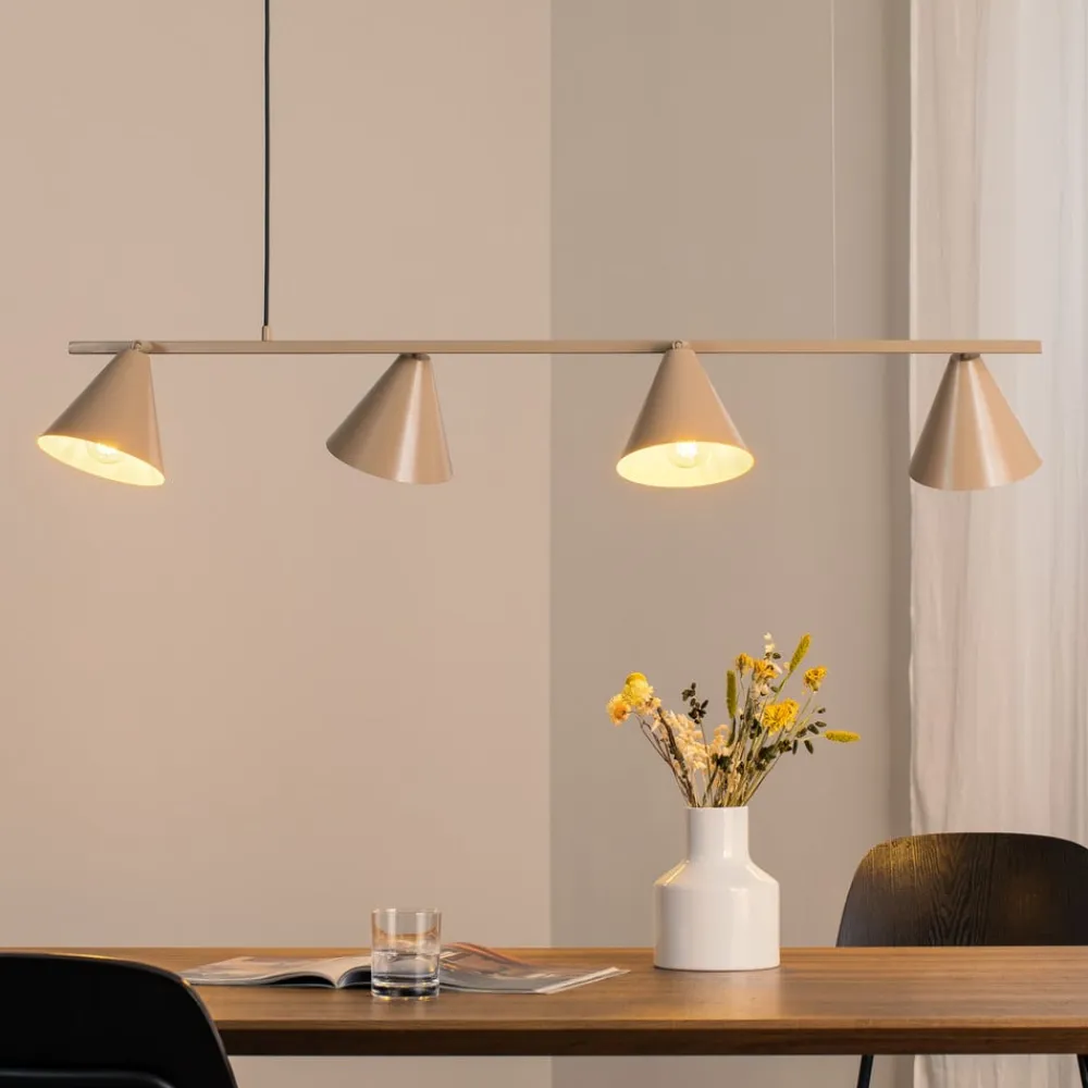 Hængelampe Form 4, beige, metal, 4 lyskilder, kegle, E27^ALDEX Discount