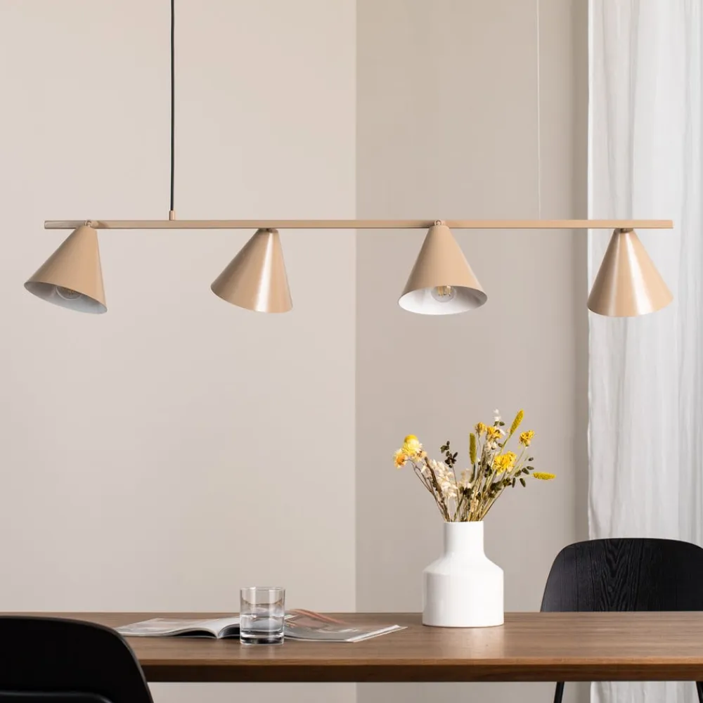 Hængelampe Form 4, beige, metal, 4 lyskilder, kegle, E27^ALDEX Discount