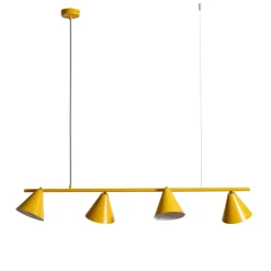 Hængelampe form 4, gul, metal, 4 lyskilder, kegle, E27^ALDEX Sale