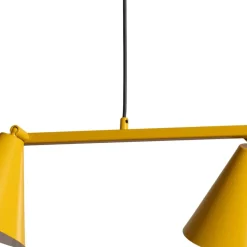 Hængelampe form 4, gul, metal, 4 lyskilder, kegle, E27^ALDEX Sale