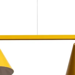 Hængelampe form 4, gul, metal, 4 lyskilder, kegle, E27^ALDEX Sale