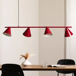 ALDEX Pendellamper|Pendellamper>Hængelampe Form 4, rød, metal, 4 lyskilder, kegle, E27