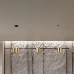 Eko-Light Arbejdsrum/Kontor|Pendellamper>Hængelampe Genesis, aluminium sort/guld, 7 x GU10, længde 150 cm