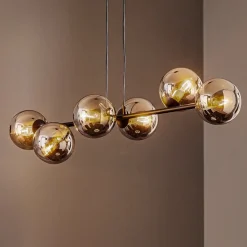 Hængelampe Glassy, 6 lyskilder, sort, grafit, glas, 110 cm^EMIBIG LIGHTING New