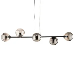 Hængelampe Glassy, 6 lyskilder, sort, grafit, glas, 110 cm^EMIBIG LIGHTING New