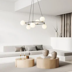 Euluna Hængelampe Glassy 6 lyskilder, rund, glas opal