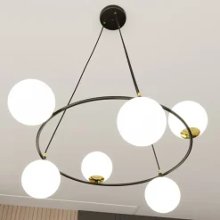Euluna Hængelampe Glassy 6 lyskilder, rund, glas opal