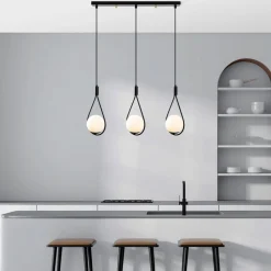 Opviq Hængelampe GMN-00009 3 lyskilder sort/opalglas