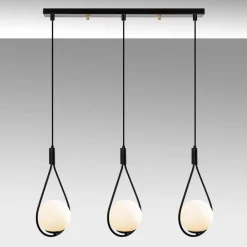 Opviq Hængelampe GMN-00009 3 lyskilder sort/opalglas