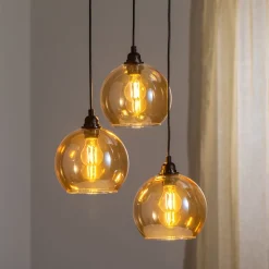 Hængelampe guld 021 3 lyskilder rondelglas Ø20cm^Opviq Best