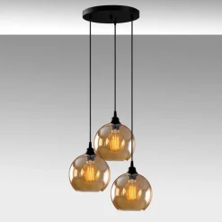 Hængelampe guld 021 3 lyskilder rondelglas Ø20cm^Opviq Best