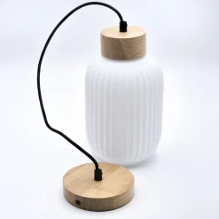 Hængelampe Harmony, Ø 14 cm, hvid/eg, glas/træ^Lamkur Best