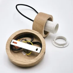 Hængelampe Harmony, Ø 14 cm, hvid/eg, glas/træ^Lamkur Best