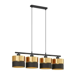 TK Lighting Hængelampe Hilton, sort/guld, 4 lyskilder