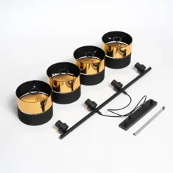 TK Lighting Hængelampe Hilton, sort/guld, 4 lyskilder