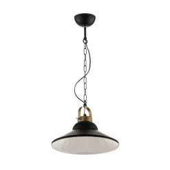 Luminex Hængelampe Iron, sort/hvid/antikk messing