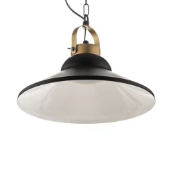 Luminex Hængelampe Iron, sort/hvid/antikk messing