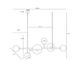 Hængelampe Joel, messing/hvid, 6 lyskilder^ALDEX New