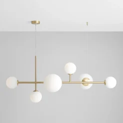 Hængelampe Joel, messing/hvid, 6 lyskilder^ALDEX New