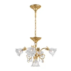 ORION Hængelampe La Boheme, guld, 5 lyskilder, krystalglas