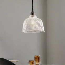 Lamkur Pendellamper>Hængelampe Leana, glas klar, 1 lyskilde, krom