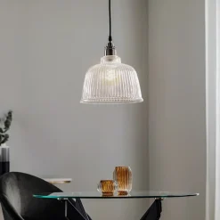 Lamkur Pendellamper>Hængelampe Leana, glas klar, 1 lyskilde, krom