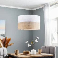 Hængelampe Linobianco med jute^TK Lighting Outlet