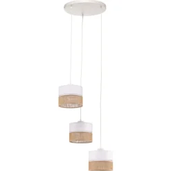 TK Lighting Hængelampe Linobianco, rund, 3 lyskilder